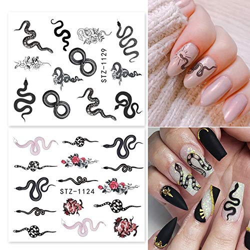 60 Blatt Nagelsticker Wassertransfer Nagelaufkleber Selbstklebend Nail Art Blumen Schmetterling Lippen schlange Stickers… – Bild 4
