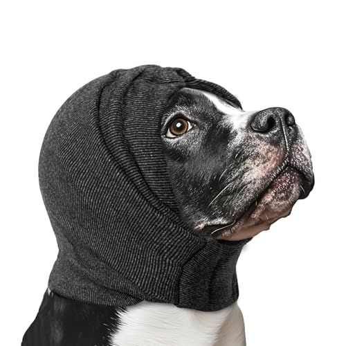 Image of NACOCO Dog Calming Hoodie Adjustable - Anti-Slip Hematomas Noise No Shake Head Wrap Ear Covers Muffs for Dogs Anxiety Relief Noise Canceling Protection Fireworks Grooming Medium (Grey,L)