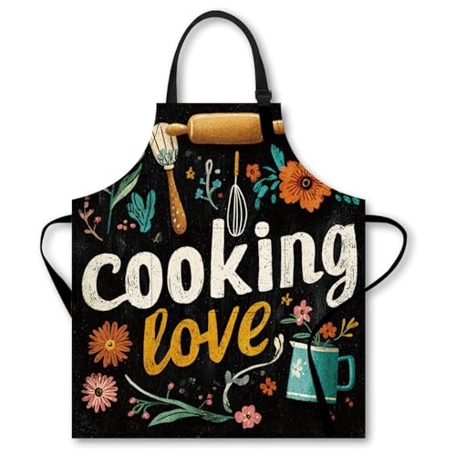 Image of Nuxovilar Cute Cooking Kitchen Apron, 26.77 * 30.7 Inches, Essential for Kitchen Cooking, Baking, Festive Gatherings