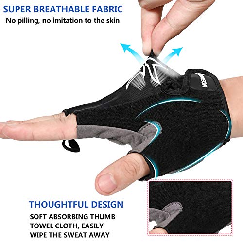 MOREOK Mens Cycling Gloves,Half Finger Biking Glove MTB DH Road Bicycle Gloves Gel Pad Shock-Absorbing Anti-Slip Breathable Motorcycle Mountain Bike Gloves Black-S - Thumbnail 4