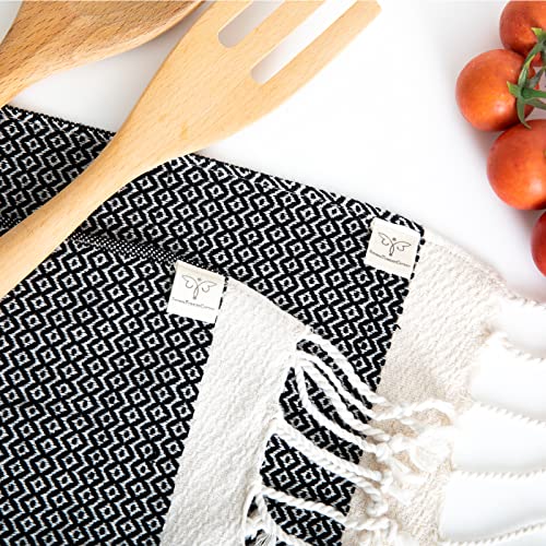 SMYRNA-TURKISH-COTTON-Vintage-Series-Kitchen-Dish-Towels-Pack-of-2-Machine-Washable-Wash-Cloths-Ultra-Soft-Absorbent-Prewashed-and-Quick-Dry-Turkish-Dish-Towels-15×26-Inch-Black SMYRNA TURKISH COTTON Vintage Series Kitchen Dish Towels Pack of 2 Machine Washable Wash Cloths Ultra Soft Absorbent Prewashed and Quick Dry Turkish Dish Towels 15×26 Inch Black