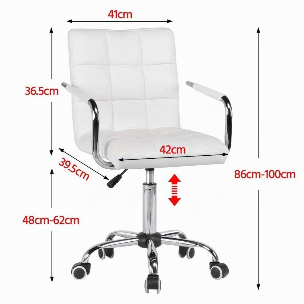 Silla de Oficina Giratoria Taburete de Trabajo Bar Altura Ajustable Carga MAX 120Kg con Respaldo Blanco (Blanco)