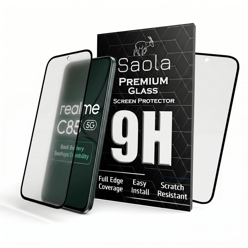 Image of Saola Anti-Glare Matte Screen Protector for realme C85 5g | Smooth Touch Finish, 9H Strength Glass, Full Coverage, Bubble-Free Installation Kit | Quick & Easy Application | Pack of 1