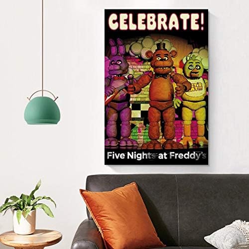 XYDD Fnaf Poster Five Nights at Freddy's Celebrate Poster Canvas Art Poster and Wall Art Picture Print Modern Family bedroom Decor Posters 12x18inch(30x45cm)