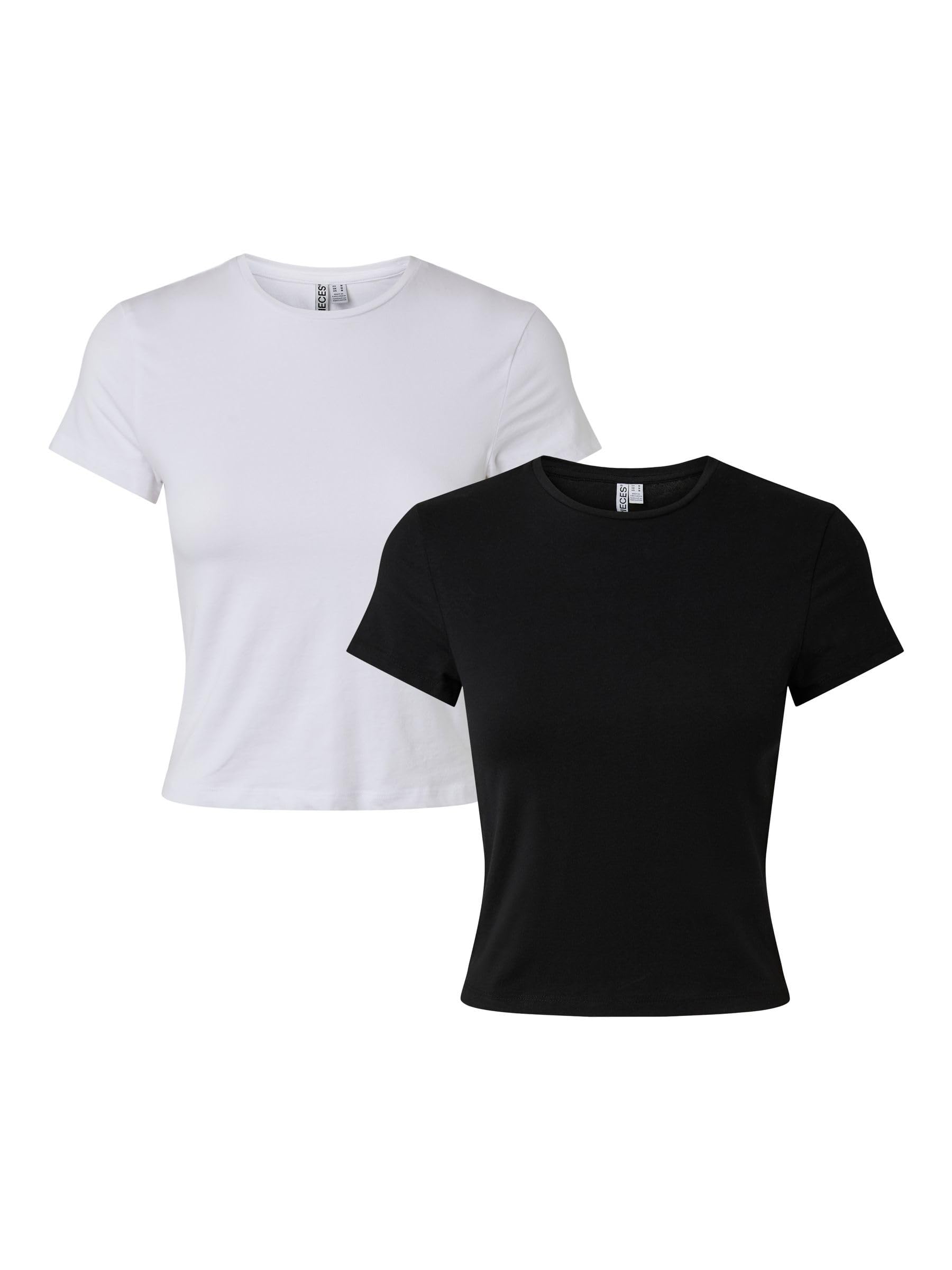Pieces Damen Pieces Female T-Shirt Pcamelia 2-Pack Baby Pcamelia Baby Tee 2-Pack JRS Noos Bc (2er Pack)