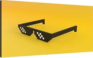 Canvas Wall Art for Living Room Bedroom Meme pixel glasses a yellow Minimalistic 3D rendering 3D Big Large Wall Art Decor Framed Painting Wall Pictures Prints Artwork Office