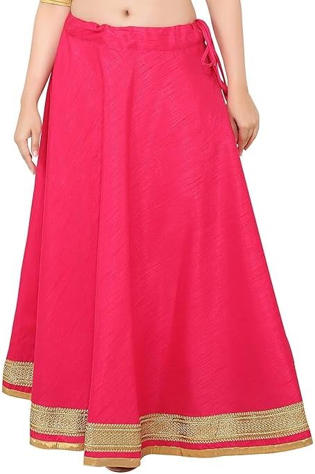 ANANYA FASHION & CRAFTS HUB Solid Readymade Skirt Dupion Beach Wear for Women Maxi Skirt Lehenga with Zari Border Summer Wear
