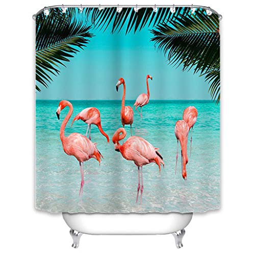 Rideau de douche contre les moisissures en polyester motif Flamingo