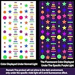 96ft UV Neon Paper Garland Round dot Star Rectangle kit Neon Decor Banners for Glow Party Supplies, UV Reactive Glow in The Dark Streamers for Birthday neon Party Decorations Black Party Supplies… - Image 3