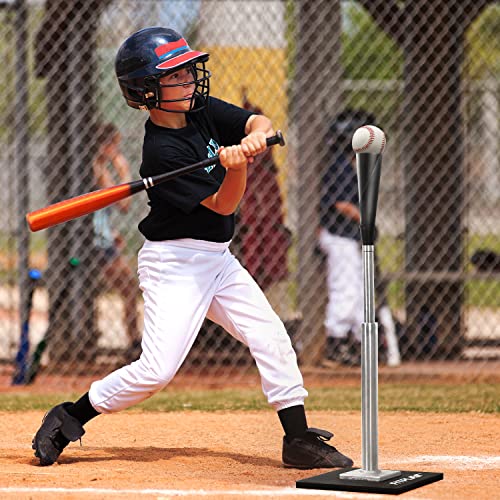 Fitplay Baseball Batting Tee - Portable Hitting Tee For Baseball/Softball With Handrolled Flexible Rubber Top, Premium Baseball Tee,Easy Adjust Height 24-46 Inch For Kids Or Adults, Black #TOP6