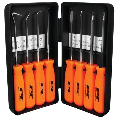 Performance Tool W941 8-Piece Specialty Pick/Driver Set, Precision Pick & Hook Set with Scraper Cover