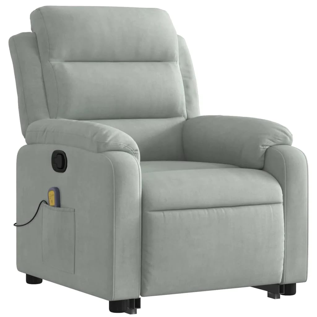 vidaXL Fauteuil de Massage inclinable Gris Clair Velours