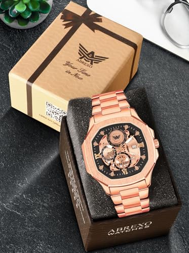 Image of Godfather Square Chrono Look New Golden Date Working Stainless Steel Strap Boys Analog Watches