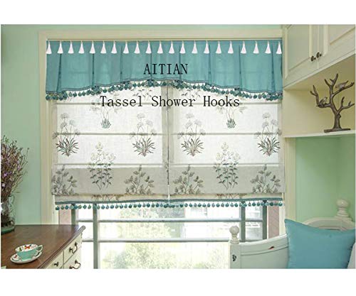 image for Aimoye Tassel Shower Curtain Hooks - Lovely Decorative Fringed s-Shape
