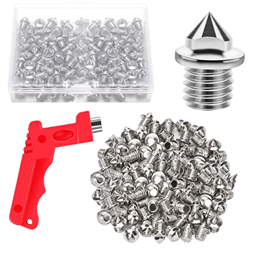 JULMELON 120PCS 1/8 inch Hard Stainless Steel Golf Shoe Spikes with Spike Wrench, Replacement Cross Country Spikes for Sprint Sports Short Running Track Shoes by JULMELON - Used condition - US$8.41