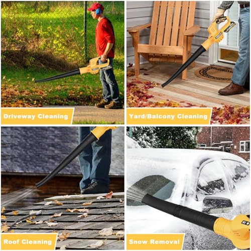 Image of Leaf Blower Cordless with 2 Batteries and Charger, 21V Electric Leaf Blower with 2 Speed Modes, 2.0Ah Lightweight Battery Powered Blowers for Lawn Care, Patio, Blowing Leaves