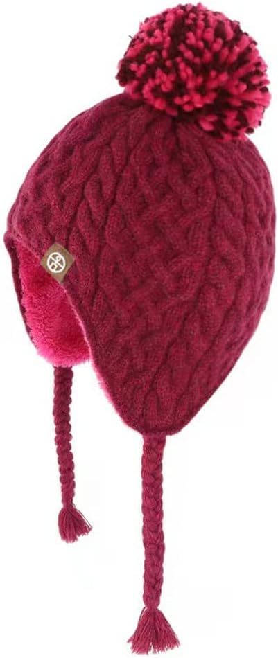 Wintermütze Für Mädchen 3-10 Jahre - Warme Strickmütze Mit Ohrenklappen & Bommel, Ombré-Stil