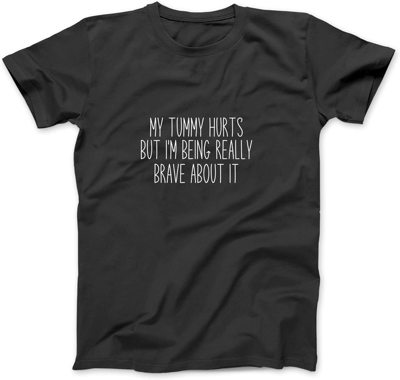 Orcow Unisex Black My Tummy Hurts But Im Being Really Brave About It Vintage T-Shirt 100% Cotton Graphic Tee Shirts For Men Women (3Xl,)