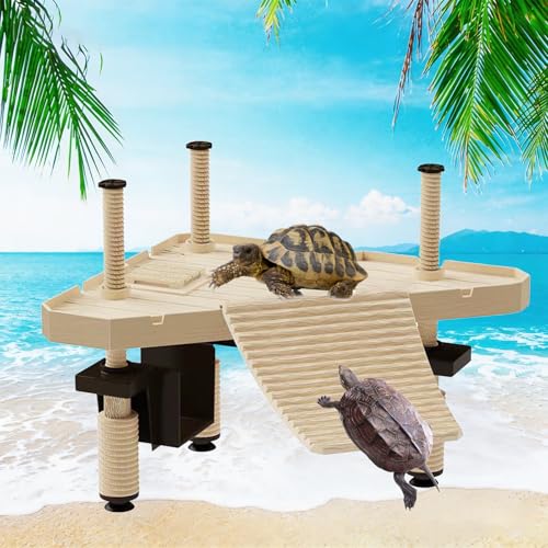 Plataforma Flotante para Tortugas con Rampa Antideslizante   Isla para Tomar el Sol, Accesorios para Acuarios y Terrarios con Ventosas Fuertes para Reptiles y Anfibios, M