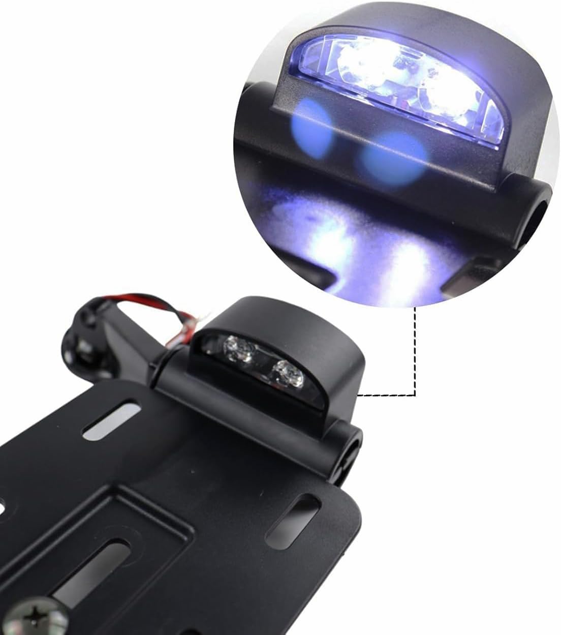 Motorcycle Rear Side License Plate Bracket Holder with LED Light for Harley Sportster XL883, XL1200, Dyna Low Rider FXDLS, Street Bob FXDB 2004-2020 Black Style B