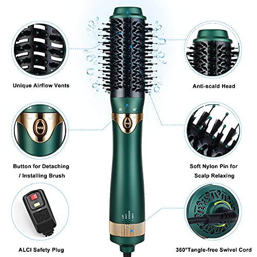 Hair Dryer Brush Set, 4 In 1 Hot Air Brush For Women, Negative Ion Blow Dryer Brush Interchangerable Hair Dryer & Volumizer With 4 Detachable Brush Heads Curling Dryer Brush #TOP1