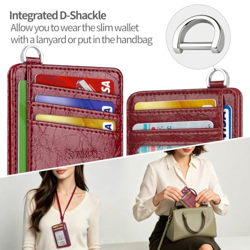 Image of Slim Minimalist Front Pocket Wallet, RFID Blocking Credit Card Holder Wallet with Integrated D-Shackle for Men Women
