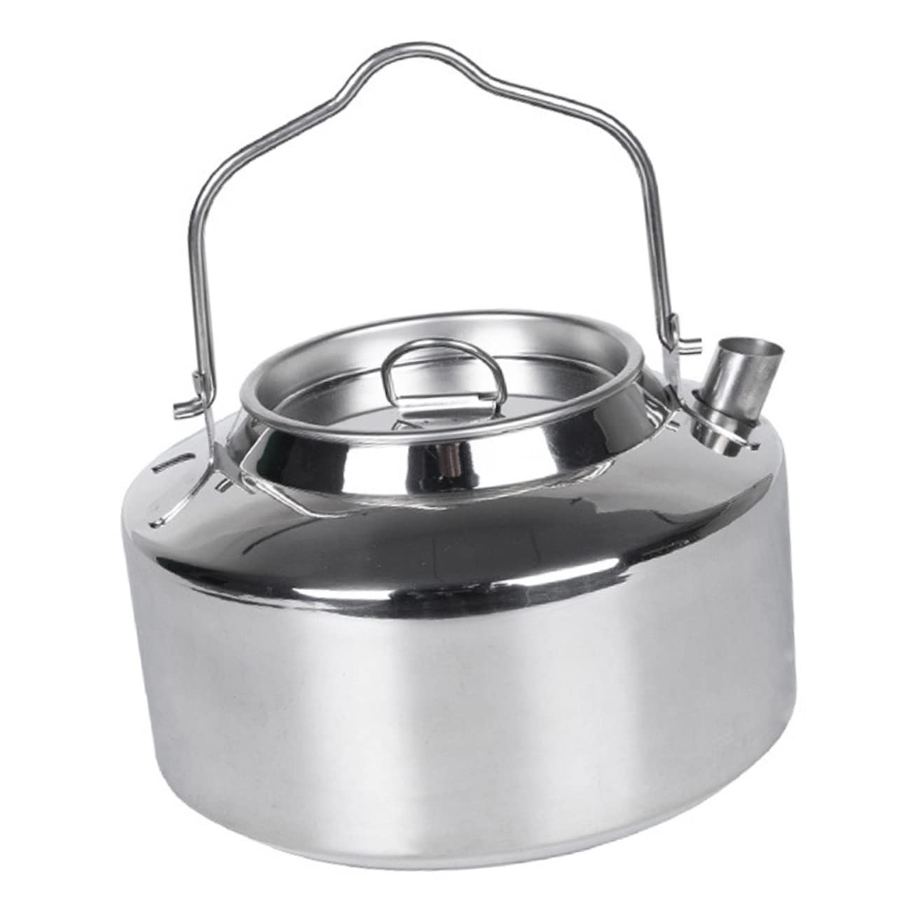 DINHEAROM Portable Stainless Steel Camping Tea Kettle Multi-Function Water Pot Ergonomic Handle for Hiking Outdoor Cooking and Picnics Locking Handle Design for Safe Use