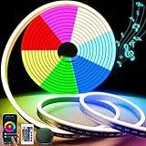 5M/16.4FT RGB Neon Led Strip Lights Flex with Remote APP Control,12v RGB LED Strip Lights for Bedroo