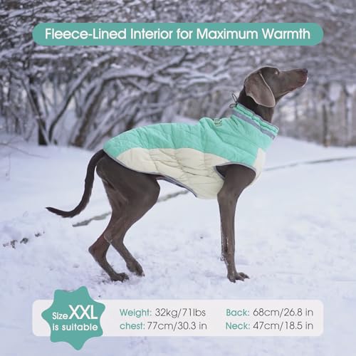 Image of FUAMEY Dog Coat for Large Dogs, Fleece Dog Winter Jacket with Harness