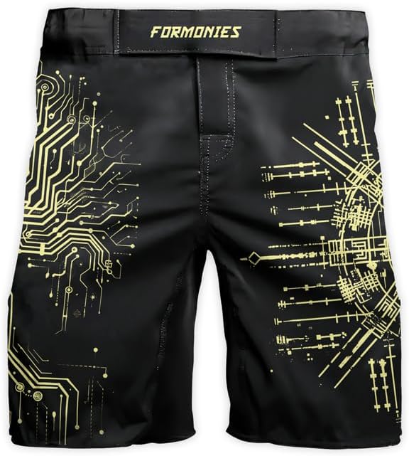 FORMONIES Cyber Viking Men Fighting Shorts for Boxing MMA BJJ Jiu Jitsu Shorts Men Kickboxing Shorts