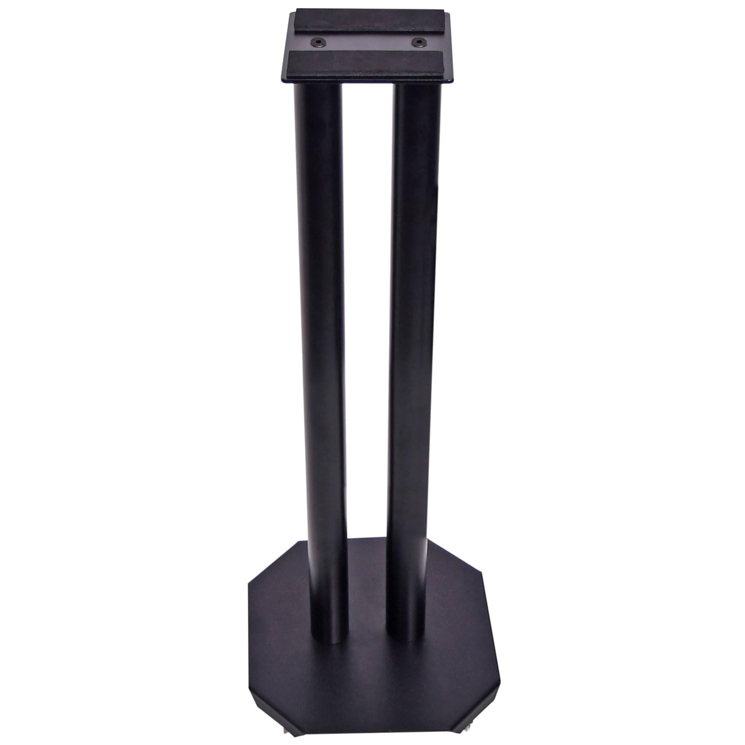 QTX Supporti per monitor da studio, altezza 50 cm, forniti in coppia, supporti per altoparlanti in acciaio nero con picchetti, ideali per home studio, suono surround, home cinema, DJ e apparecchiature