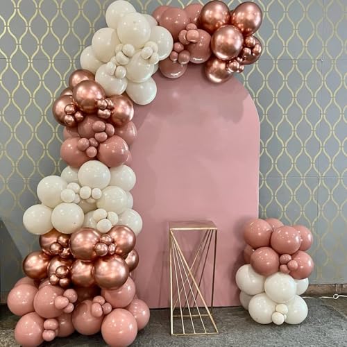 Image of Voircoloria 130pcs Metallic Rose Gold Balloons Different Sizes 18 inch 12 inch 10 inch 5 inch Chrome Rose Gold Balloon Garland Arch Kit for Graduation Birthday Baby Shower Wedding Anniversary Party Decorations
