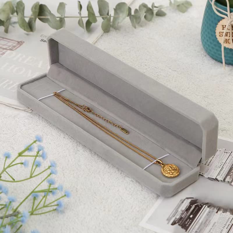 Image of 1Pc 22*5.5*3.5cm Small Grey Velvet Bracelet Gift Boxes for Presents Bracelet Box Gift Bracelet Box Bulk Long Bracelet Box Packaging Jewelry Box Gift Box for Neckalce for Earrings Chain Gift Box