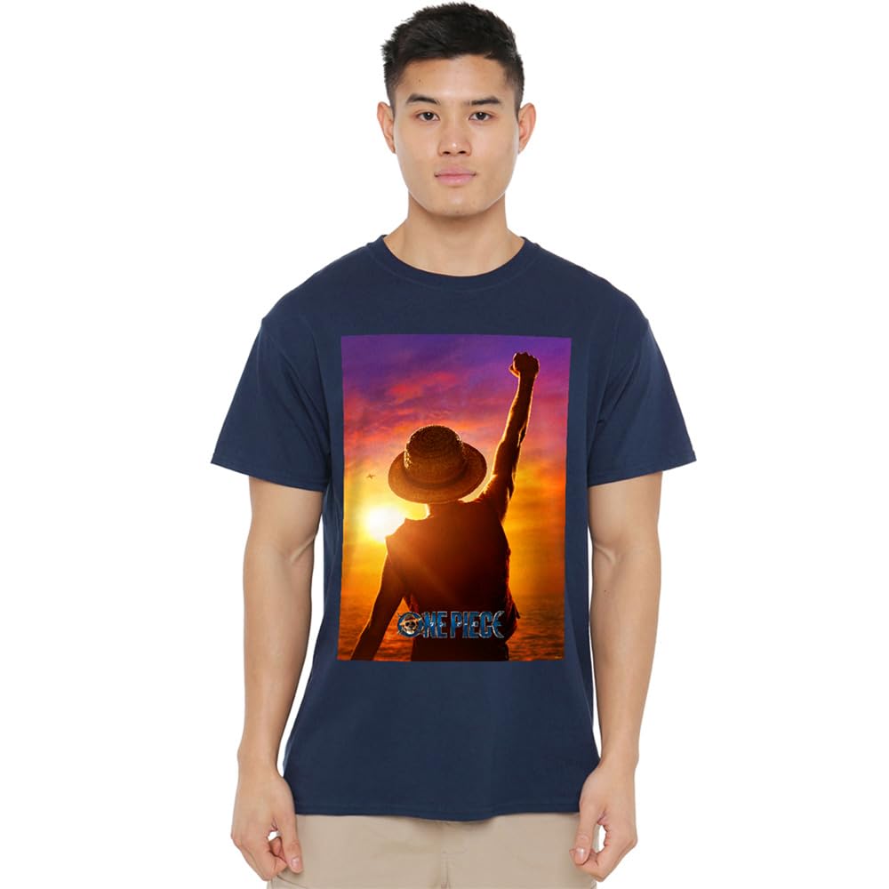 One Piece Luffy Sunset Poster Unisex T-Shirt, Navy, XX-Large