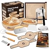 Sourdough Starter Kit with 10" Round & 11" Oval Banneton Proofing Basket and 34oz Starter Jar - Beginner-Friendly Sourdough Bread Baking Supplies and Baking Gifts for Women, Men, and Bread Bakers