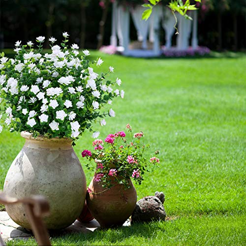 Urstoud 6Pcs Artificial Eucalyptus Flowers, Fake Artificial Greenery Uv Resistant No Fade Faux Plastic Plants For Wedding Bridal Bouquet Indoor Outdoor Home Garden Kitchen Office Table Vase(White) #TOP4