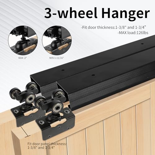 DIYHD 72" Ceiling Mount Bypass Sliding Door Hardware Black Rail Kit No Door Sliding Door System Home Decor Modern Slidin