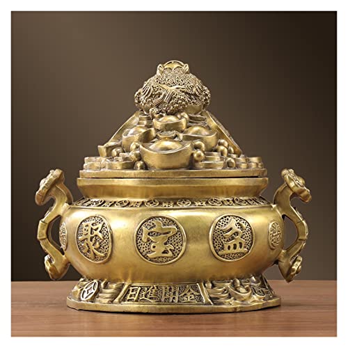 Crapaud doré Feng Shui et corne d'abondance laiton, cadeau idéal pour le bureau