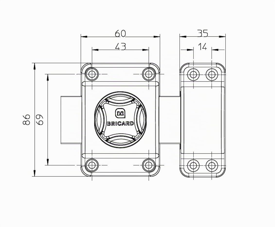 Bricard 1953 Verrou Alpha à bouton Cylindre 50 mm ø 22 mm Doré