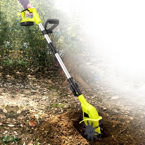 ELIKBH Electric Tiller handheld Tiller with Battery 2 x 2000 mAh Electric Garden Tiller Rotavator 250rpm Rotation Speed