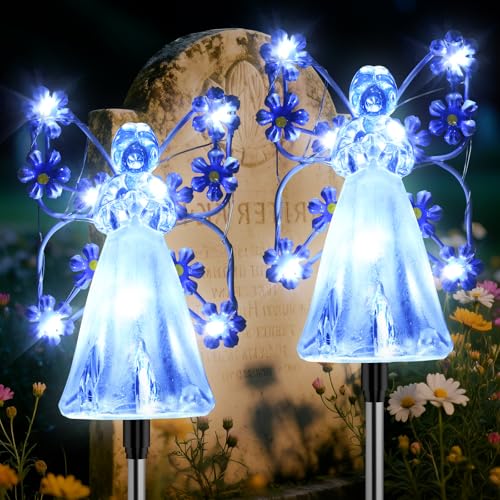 Fohil Solarlampen für Außen Garten, 2 Stück 14 LED Engel Solar Licht für Grab, 8 Modi Solarleuchten für Außen Wasserdicht Engel Gartendeko für Rasen, Terrasse, Solar Gartenleuchte Fohil Solarlampen für Außen Garten, 2 Stück 14 LED Engel Solar Licht für Grab, 8 Modi Solarleuchten für Außen Wasserdicht Engel Gartendeko für Rasen, Terrasse, Solar Gartenleuchte