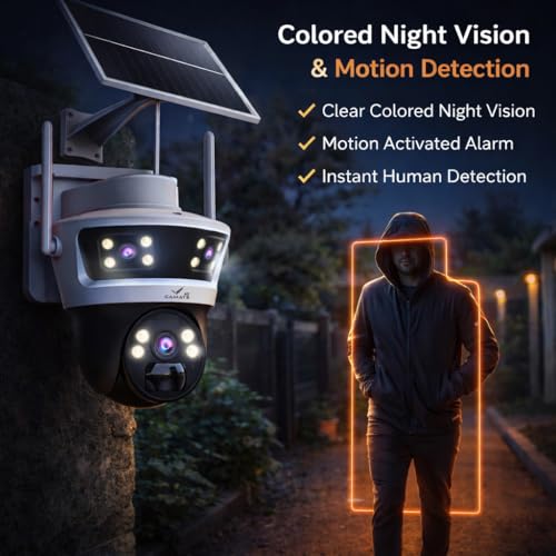 Image of Camate Phoenix 4G SIM Based Solar CCTV Camera 2+2+2MP Triple Lens | 180 Ultra Wide + PTZ 350 /90 | No WiFi Outdoor Security Camera with Two Way Audio, Color Night Vision, Motion Alarm