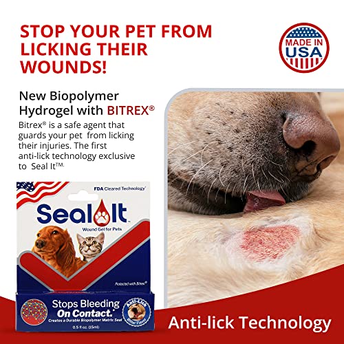 Seal It™ Wound Gel For Pets - Cat & Dog Wound Care Gel - Seals Open Wounds And Stops Bleeding On Contact From Paw Wounds On Canines To Fencing Cuts On Horses - Pet Wound Gel For All Animals (15Ml) #TOP3