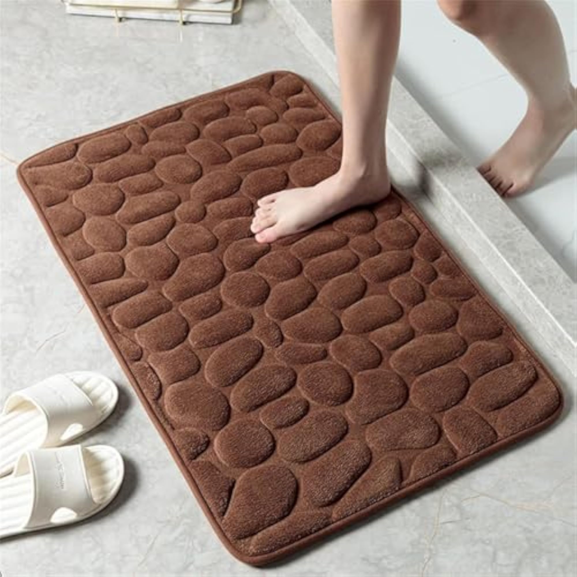 Cobblestone Bathroom Rectangular Rugs, Super Water Absorbent