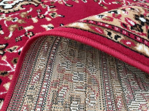 Image of TTC THREAD & TEXTURE CARPET Traditional Comfort: Power-Loomed Carpets for Living Room- Every Space Area Rug Color Red Size 7x10 Feet (210x300cm)