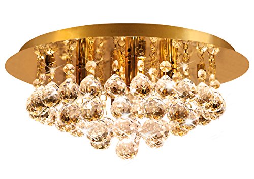 Long Life Lamp Company Gold Modern Round Chandelier Ceiling Light Crystal Droplets Gold Base STX50019-4G0