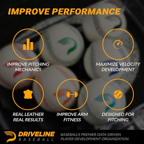 Driveline Baseball Real Leather Weighted Pitching Balls (Set of 6) Improve Mechanics and Velocity + Free 16-Week Program - Thumbnail 3