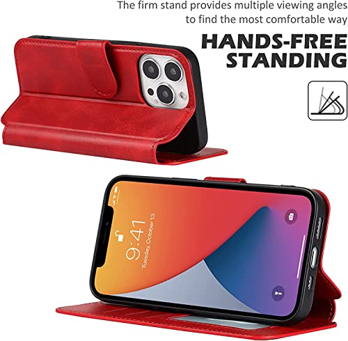 Funda para iPhone 14 de cuero con soporte horizontal para ver vídeos cómodamente 5