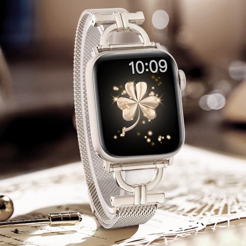 Vamyzji Compatible with Apple Watch Strap 42mm(Series 11 10) 41mm 40mm 38mm,Slim Magnetic Milanese Mesh for Apple Watch Series 11 10 9 8 7 6 5 4 3 2 1 SE - Image 2