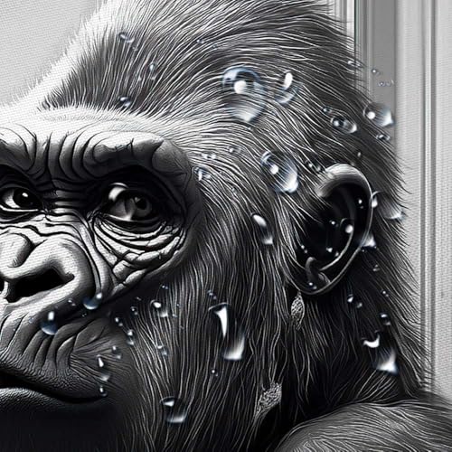 Image of Funny Monkey Shower Curtain, 70x70IN, Grey, Polyester, Waterproof, Modern Style, Boys Men Masculine Bathroom Decoration